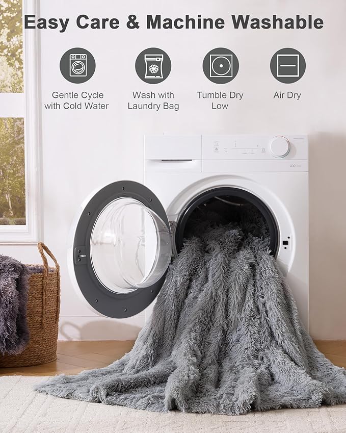 Super Soft Fluffy Fuzzy Faux Fur Sherpa Fleece Blanket Twin Size, Plush Thick Warm Blanket for Bed Couch, College Dorm Essentials Gifts for Girls Boys, Room Decor for Winter, 60" x 80"