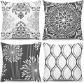Coliuso Decorative Throw Pillow Covers 18x18 Set of 4, Dark Grey and White Modern Simple Square Pillow Case Cushion Cover for Sofa Couch Farmhouse Outdoor Living Room (Dark Gray and White, 18x18 inch)