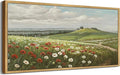 SHENIFY Vintage Landscape Framed Wall Art Meadow with Flowers Scenery Farmhouse Decor Rustic Retro Grassland Floral Field Painting for Kitchen Bedroom Living Room Bathroom - 8x16in Natural Framed