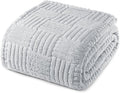 Whale Flotilla Lightweight Fleece Queen Size Blanket for Bed, Fuzzy Soft Blankets with Decorative Jacquard Pattern for All Season, Warm and Fluffy, 90x90 Inch, Light Grey