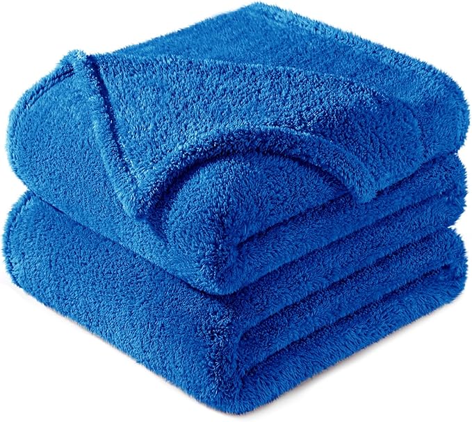 Exclusivo Mezcla King Size Blanket for Bed, Super Soft Velvet Plush Fleece Blankets, Fuzzy Cozy and Warm for Winter, 90x104 Inches, Cobalt Blue