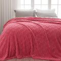 NEWCOSPLAY Super Soft Queen Blanket Coral Pink Love Premium Silky Flannel Fleece 3D Heart Checkered Lightweight Bed Blanket All Season Use (Coral Pink Love, Queen(90"x90"))