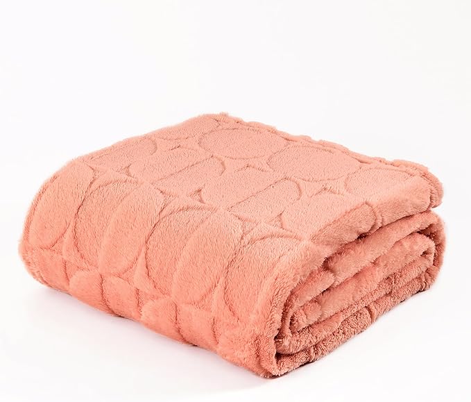 3D Circle Pattern 300 GSM Pink Throw Blankets for Bed - Fleece Throw Blankets for Women,Warm Twin Blanket, 60x80 Inches
