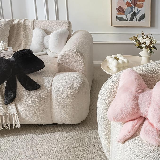 Bow Pillow Throw Pillows Butterfly Shaped Decorative Cute Pillows for Bed Sofa Cute Home Decor,Pink 14.5 * 12inch
