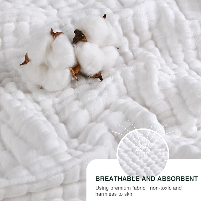 Love's cabin 100% Cotton Muslin Blanket, 6 Layer Lightweight Breathable Gauze King Size Blanket 108 x 90 Inches, Soft Summer Blanket for Bed, White