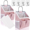2pcs Wall Hanging Baskets for Organizing, Wall Hanging Storage Bag as Over the Door Organizer, Wall File Organizer, Rv Storage and Organization. For Bedroom, Office, Camper (Pink-Upgraded)
