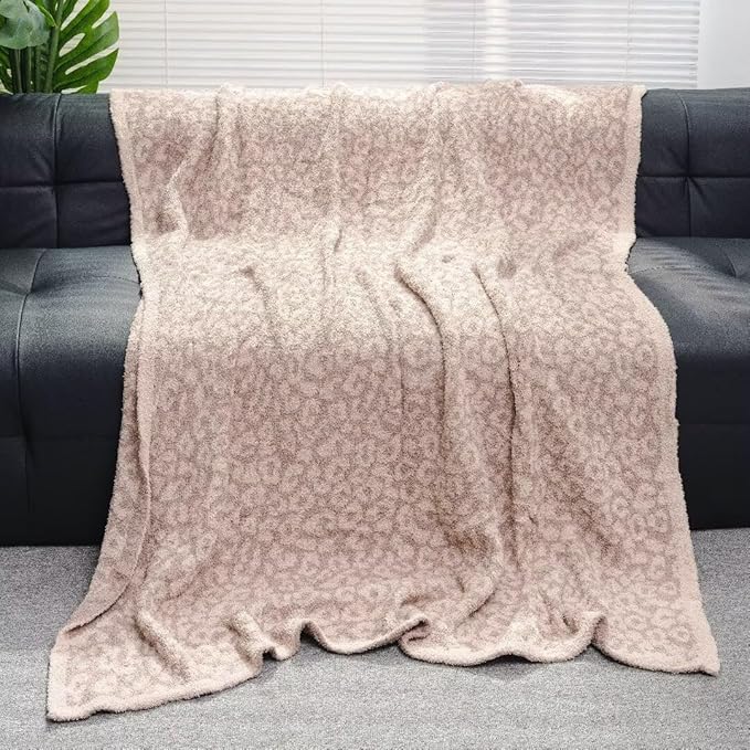 Ultra Soft Leopard Throw Blanket, Cozy Warm Reversiable Luxury Fluffy Blanket Throw Cheetah Blanket Leopard Pattern Throw for Couch Bed Sofa, 51x63 inches, Khaki White