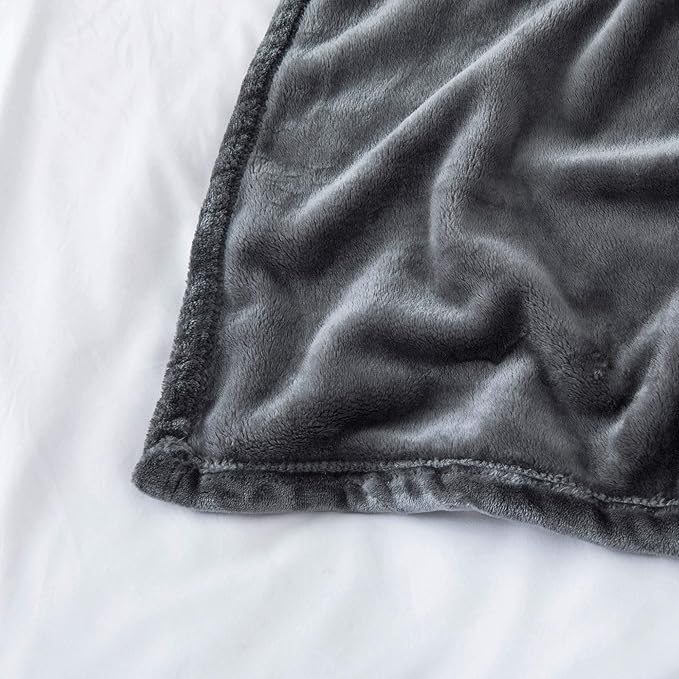 MOONLIGHT20015 Queen Size 90x90 Inch 400 GSM Super Soft Dark Grey Fleece Blanket