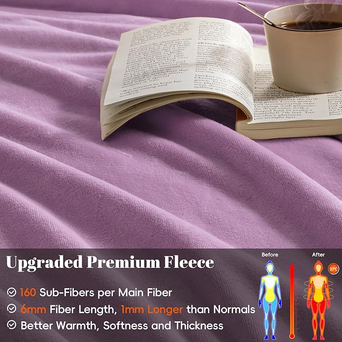 PHF Ultra Soft Fleece Blanket King Size, No Shed No Pilling Luxury Plush Cozy 300GSM Lightweight Blanket for Bed, Couch, Chair, Sofa, Perfect Decorations Gifts, 108" x 90", Valerian