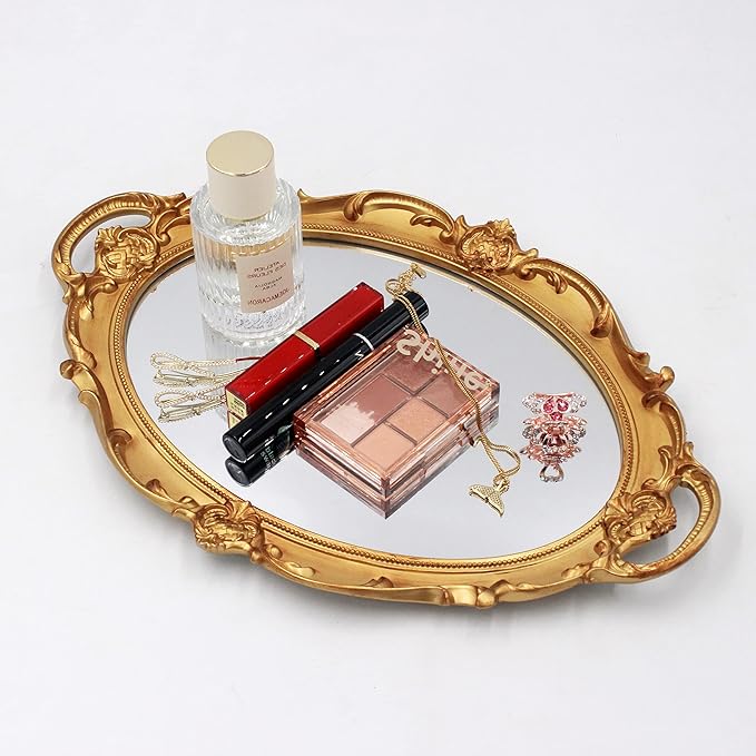 Vintage Mirror Small Wall Mirror Hanging Mirror 14.5 x 10 inchs Oval Gold