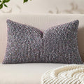Allorry Decorative Lumbar Pillow Cover 12x20 Purple Striped Soft Wool Lumbar Throw Pillow Neutral Textured Boho Cushion Covers for Modern Farmhouse Sofa Bedroom Living Room Decor SY011-E12