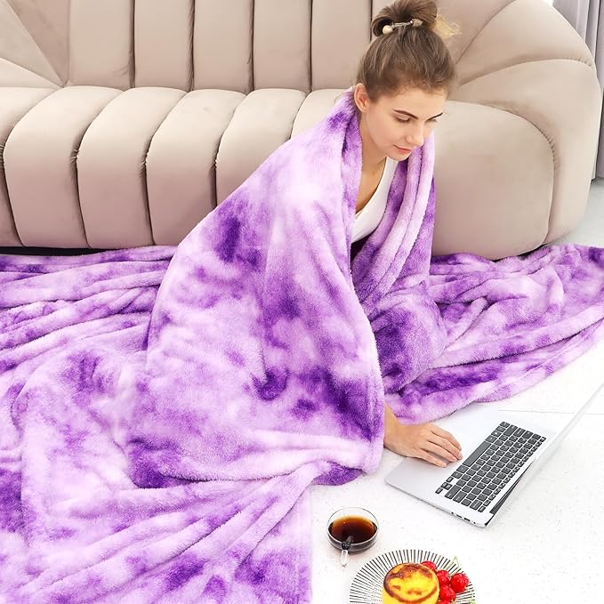 Purple Throw Blanket, Soft Plush Flannel Fleece Blanket for Couch Sofa Bed, Cozy Warm Decorative Blanket for Bed Home Decor, Luxury Soft Throw, Birthday Gifts for Women