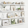 Floating Picture Ledge Shelves Set of 4, 48 Inch Shelves with Lip - Large Nursery Book Shelf for Toys Storage, Kids Bookshelf Wall Mounted Living Room Bedroom Decor Frames