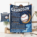 ITFRO Grandson Gift Flannel Fleece Throw Blanket Pillow Cover Set 50x60 Inch Ultra Soft Polyester Blanket 18x18 Inch Plush Pillow Case All Seasons for Birthday Christmas (Royal Blue)