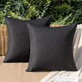 MIULEE Pack of 2 Decorative Outdoor Solid Waterproof Throw Pillow Covers Faux Linen Garden Farmhouse Cushion Cases for Halloween Tent Balcony Couch Sofa 16x16 Inch Black