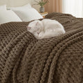 PHF Ultra Soft Flannel Fleece Blanket King Size, Lightweight 3D Jacquard Fleece Blanket, No Shedding, No Pilling, Luxury 340GSM Aesthetic Fluffy Cozy for Bed Room Decor, 108"x90", Cocoa Brown