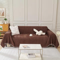 HANDONTIME Chocolate Couch Covers for Sofa Couch Slipcover with Non-Knot Tassels Washable Sofa Protector for Dogs Chenille Couch Covers for 3 Cushion Couch Pet Friendly Durable Slipcover, 71"x134"