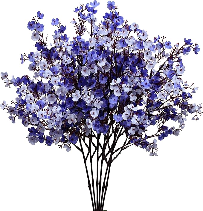 Mandy's Shades of Blue Artificial Baby’s Breath Flowers 6 Bundles Silk Gypsophila, 18.5 Inch European Style Modern Home Decor Centerpiece, Neutral Wedding Flower Arrangements