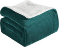 Elegant Comfort Ultra Soft Reversible Flannel Sherpa Blanket - Cozy Silky Fleece Throw for Couch, Bed - Plush Fuzzy Warm Winter Blanket for Gift, Full, Turquoise
