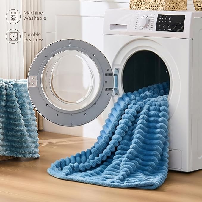 Blue Fleece Throw Blanket for Couch, 320GSM Super Soft Cozy Blanket for Home Decor, Perfect Cozy Gifts for Women Men Gifts, Lightweight All Season Couch Blanket, 50x70 Inches