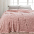 NEWCOSPLAY Super Soft Queen Blanket Dusty Pink Love Premium Silky Flannel Fleece 3D Heart Checkered Lightweight Bed Blanket All Season Use (Dusty Pink Love, Queen(90"x90"))