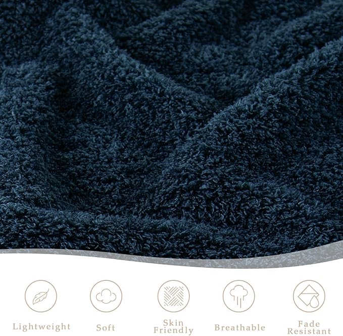 Exclusivo Mezcla Fleece Navy Blue Throw Blanket for Couch Sofa, Ultra Soft, Lightweight and Fluffy Blankets for Women, All Season, 50x60 Inches