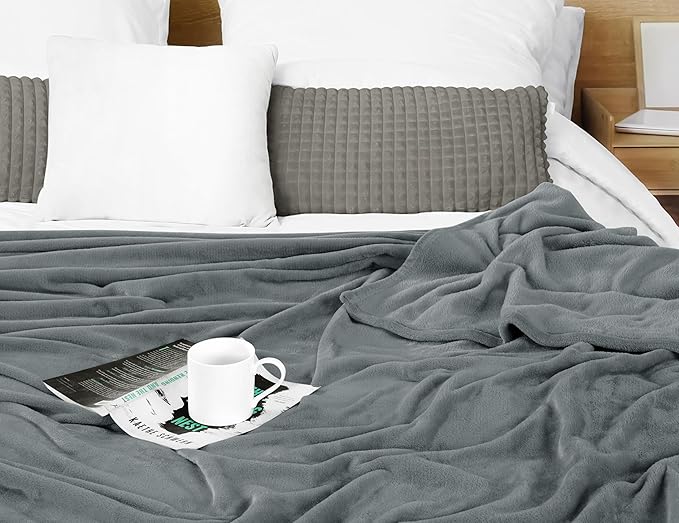 Utopia Bedding Cool Grey Fleece Blanket King Size Lightweight Fuzzy Soft Anti-Static Microfiber Bed Blanket (90x102 Inch)