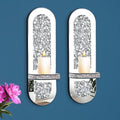 Crystal Crushed Diamond Mirrored Candle Sconces Set of 2 Silver Glass Wall Candle Holder Bling Wall Decorations for Home Decor Living Room Dining Room Bedroom