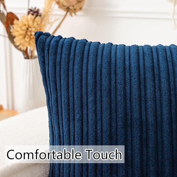 UGS UGASA Pack of 2, Velvet Soft Solid Decorative Throw Pillow Covers Set Cushion Cases Pillowcases for Livingroom/Couch, 18"x18"(45x45cm), Navy Blue