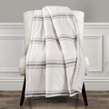 Lush Decor Farmhouse Stripe Reversible Throw, Single, 50" W x 60" L, Gray - Throw Blanket For Bed - Soft Blanket - Couch Throw - Rustic Farmhouse Decor