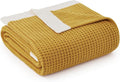 Amélie Home Waffle Throw Blanket for Couch, Soft Cozy Chenille Knit Blanket Warm Decorative Throw for Sofa, 50"x60", Ginger