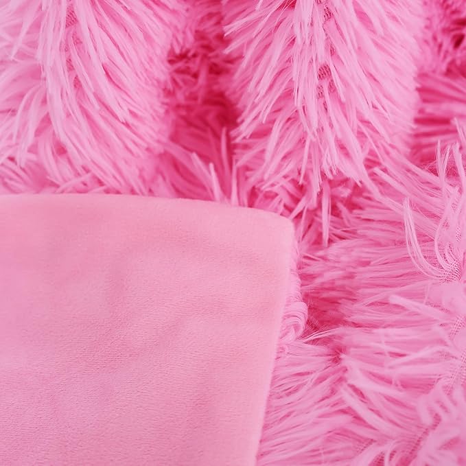 Plush Super Soft Blanket Bedding Sofa Cover Furry Fuzzy Fur Warm Throw Qulit Cozy Couch Blanket for Winter (63"x79", Pink)