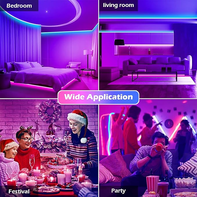 LETIANPAI Led Strip Lights, 82ft/25m Long Smart Light Strips Music Sync 5050 RGB Color Changing Rope Lights,Bluetooth APP/IR Remote/Switch Box Control Lights for Bedroom, (Red, Green, Blue)
