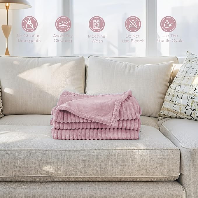 Electric Heated Blanket Twin Size 62"x84" with Cozy Flannel, 6 Heat Settings & 10 Hours Auto Off, Soft & Cozy Warming Throw for Home, Office, or Bed, Machine Washable, Pink