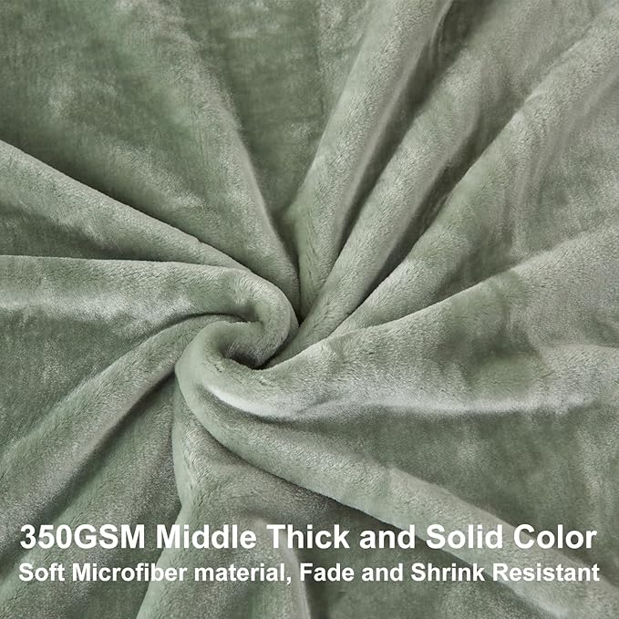 JYK Fleece Plush Blanket 4.4 LB, 1 Ply, Korean Mink Blanket King 85" x 95" - Super Soft and Warm, Lightweight and Cozy Fuzzy Solid Color Fleece Blanket for Bed, Green