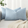 MIULEE Pack of 2 Decorative Linen Burlap Textured Pillow Covers Farmhouse Boho Accent Lumbar Pillowcases Spring Coastal Home Decor for Couch Sofa Bedroom Living Room 12x20 Inch Light Blue