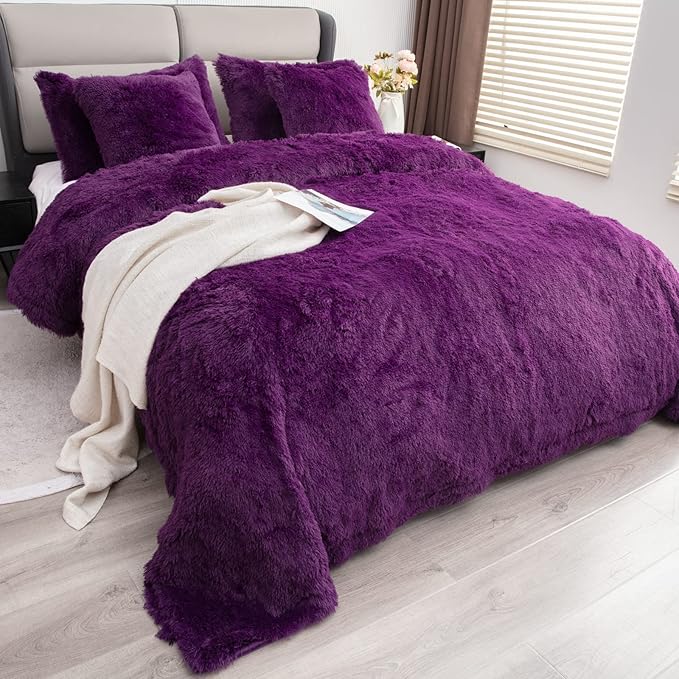 YUSOKI Faux Fur King Blanket(Purple,90" x 104"),Whithout Pillows,Winter Lightweight Plush Fuzzy Soft Cozy Microfiber Comfy Bed Blanket for Women Kids Girls Couch Sofa Washable