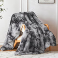 COOVA Ultra Soft Faux Fur Twin Blanket – Fuzzy Fluffy Cozy Microfiber Blankets, Warm Thick Plush Sherpa Fleece Throw Blanket for Couch,Bed,Sofa,Ideal Gift for Women.(Tie Dye Grey, 60"x80")