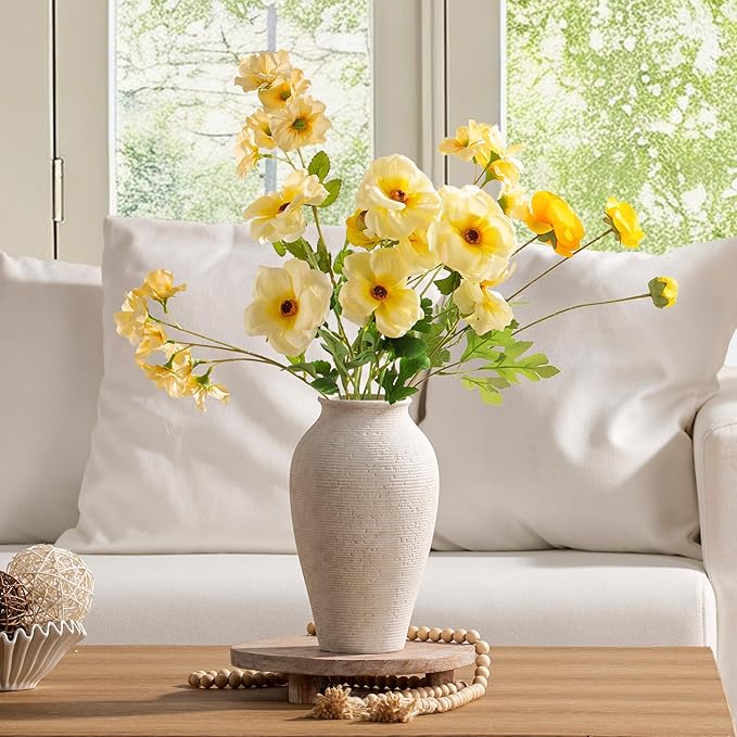 Vanselia Ceramic Flower Vase Home Decor - Large Tall Farmhouse Table Vases Rustic Vintage Living Room Kitchen Bedroom Decorations for House Book Shelf Office Coffee Desk Dining Fireplace (11" Rustic)