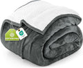 Utopia Bedding Sherpa Blanket Full Size (Grey, 90x84 Inches) - Soft Lightweight Plush Fleece Reversible Blanket for Bed, Sofa, Couch, Camping and Travel