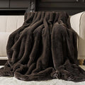 EVERGRACEHOME Ultra Soft Faux Fur Throw Blanket for Couch, Luxury Sculpted Texture Faux Rabbit Fur Blanket for Bed, Fluffy Thick Plush Warm Fuzzy Throw, 920GSM (Dark Brown, 50''x60'')