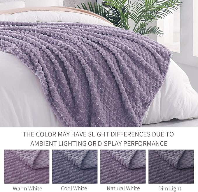 Exclusivo Mezcla Fleece Twin Blanket for Bed, Extra Large Fuzzy Grayish Purple Bed Blankets, Soft Cozy Plush Sofa Throws for All Seasons, 90x66 Inches