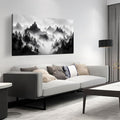 Forest Canvas Wall Art for Office - Black and White Landscape Pictures for Living Room - Mountain Wall Decor for Bedroom Men Size 24" x 48"