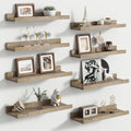 Floating Picture Ledge Shelves for Wall Set of 8, 16 Inch Wall Shelves with Lip Long Large Nursery Book Shelf for Toys Storage Kids Bookshelf Wall Mounted Living Room Bedroom Decor Frames