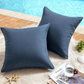 MIULEE Pack of 2 Decorative Outdoor Waterproof Pillow Covers Square Garden Cushion Sham Throw Pillowcase Shell for Patio Tent Couch 20x20 Inch Dark Blue