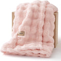 Bedsure 3D Fleece Bubble Blanket for Couch - GentleSoft Pink Twin Blanket for Sofa Bed Girls Room Decor - Luxury Soft Cozy Spring Gifts for Her Women, Lightweight, All Seasons, Crystal Pink, 60"×80"