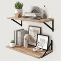 Marsmiles 12 Inch Deep Floating Shelves | 24 Inch Light Wood Wall Shelves Set of 2 - Rustic Wooden Floating Shelves for Living Room Bedroom Bathroom