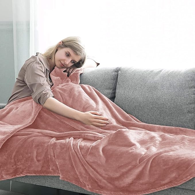 IR Imperial Rooms Fleece Blanket 12 Pack Twin Size 60x80 Inches - Super Soft Fluffy Throw Blanket for Sofa and Bed - Warm and Cozy Lightweight 400 GSM Microfiber Bed Throws Blankets (Twin,Pink)