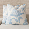 Foindtower Set of 2 Linen Floral Vintage Throw Pillow Covers Neutral Accent Decorative Cozy Cushion Covers Farmhouse Boho Home Decor for Sofa Chair Couch Bedroom Living Room,18×18 Inch,Sky Blue