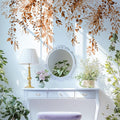 Orange Plants Leaves Wall Decals Peel and Stick, Large Floral Flowers Vinyl Wall Stickers, Removable Vine Home Decor Art for Bedroom Living Room Classroom Office